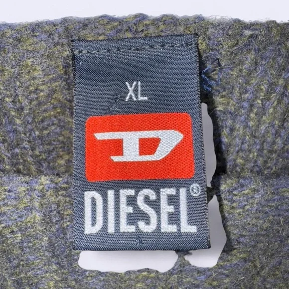 Vintage Diesel 100% Wool Military Patch Sweater XL Rare